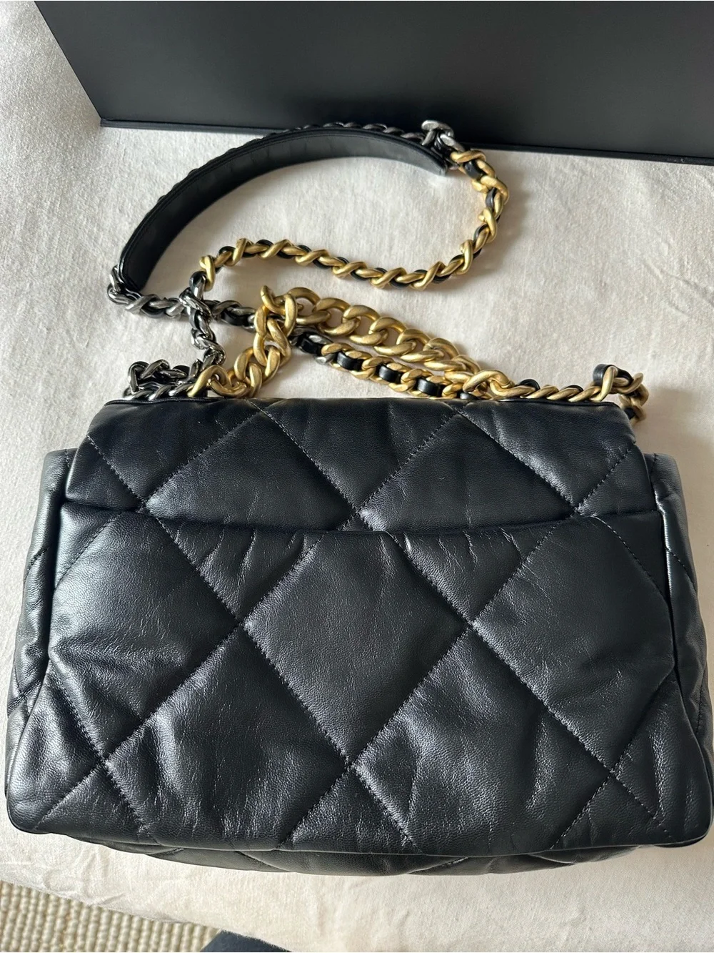 Chanel 19 Large Flap Bag – Black Shiny Lambskin